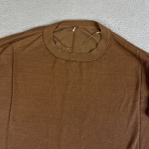 Free People Sweater Women Medium Brown Acrylic Cotton Blend Oversized Ribbed - Picture 2 of 11